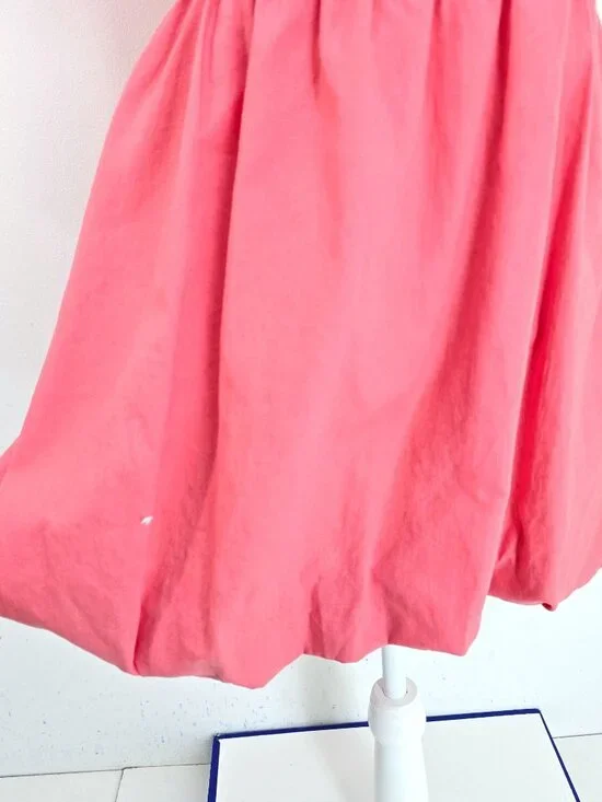 NWT ZARA Salmon Pink Square Neck Linen Puff Sleeve Bow Tie Back Mini Dress XL - Picture 5 of 11